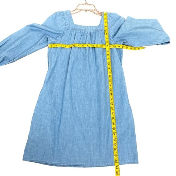 J. Crew Square Neck Chambray Dress Blue - Picture 7 of 9